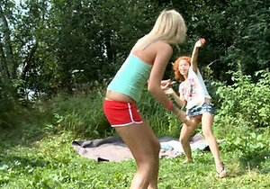 Lovely blonde teens sharing thick cock hardcore