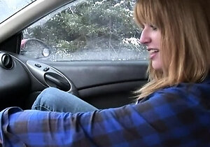 Cheerful squirting wet teen on a Canadian winter day