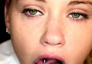 Amateur blonde teen stunner gobbles hard pov cock