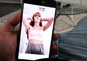 Redhead Amber Stark rides stepbrothers cock