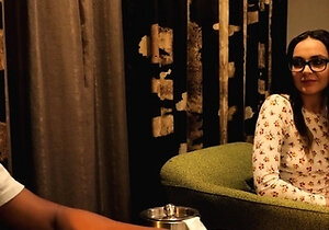 Three teen brunettes share one big cock in an intense o