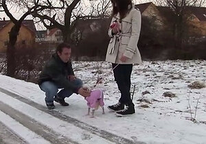 Brunette gets a creampie from a stranger